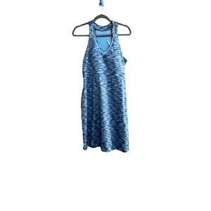 MPG Travel dress, blue, built-in bra removable cups, racerback, 2 side pockets